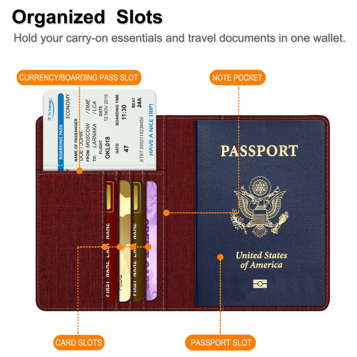 Premium Vegan Leather Travel Passport Holder RFID Blocking Cards Case Cover